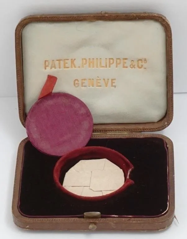 1860's Patek Philippe Antique Mens Midsize 40mm Hunter Case Pocket Watch with Box & Tag - 18K Gold
