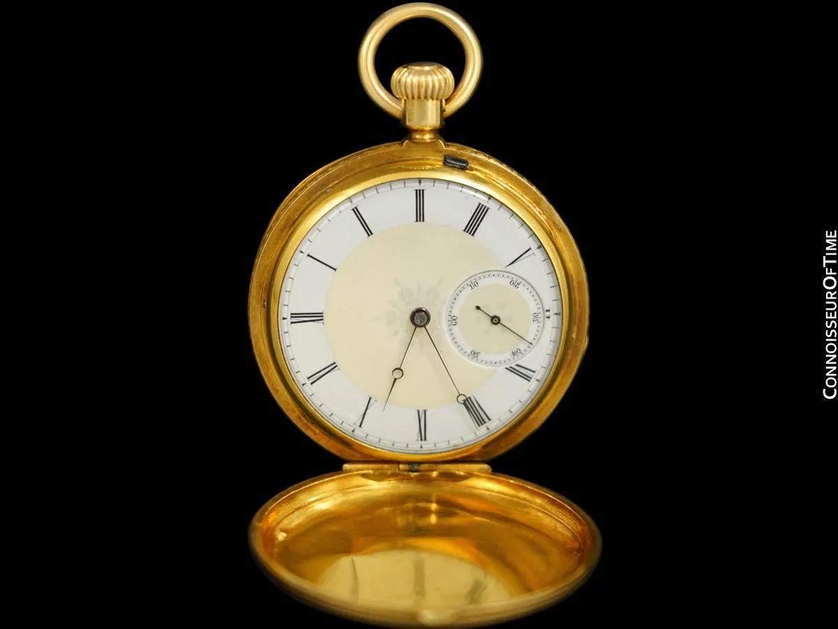 1869 Patek Philippe Antique Bespoke Midsize 40mm Hunter Case Pocket Watch - 18K Gold