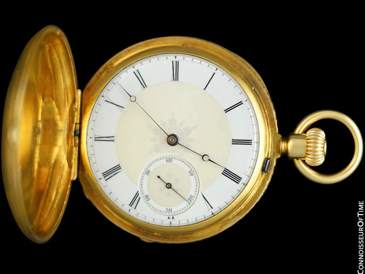 1869 Patek Philippe Antique Bespoke Midsize 40mm Hunter Case Pocket Watch - 18K Gold