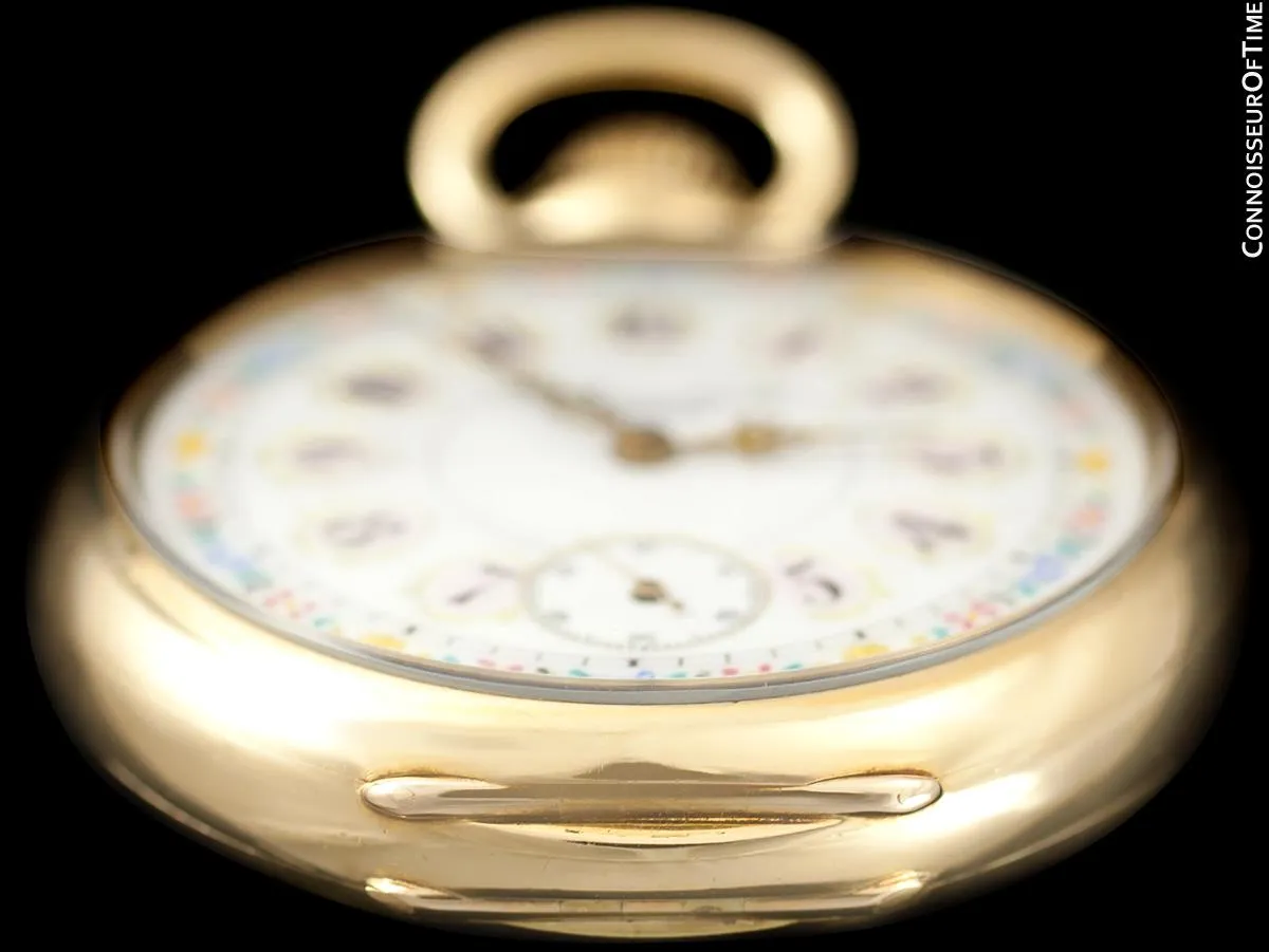 1870's E. Howard & Co. Antique 18 Size N Pocket Watch with Exceptional Fancy Dial - 18K Gold