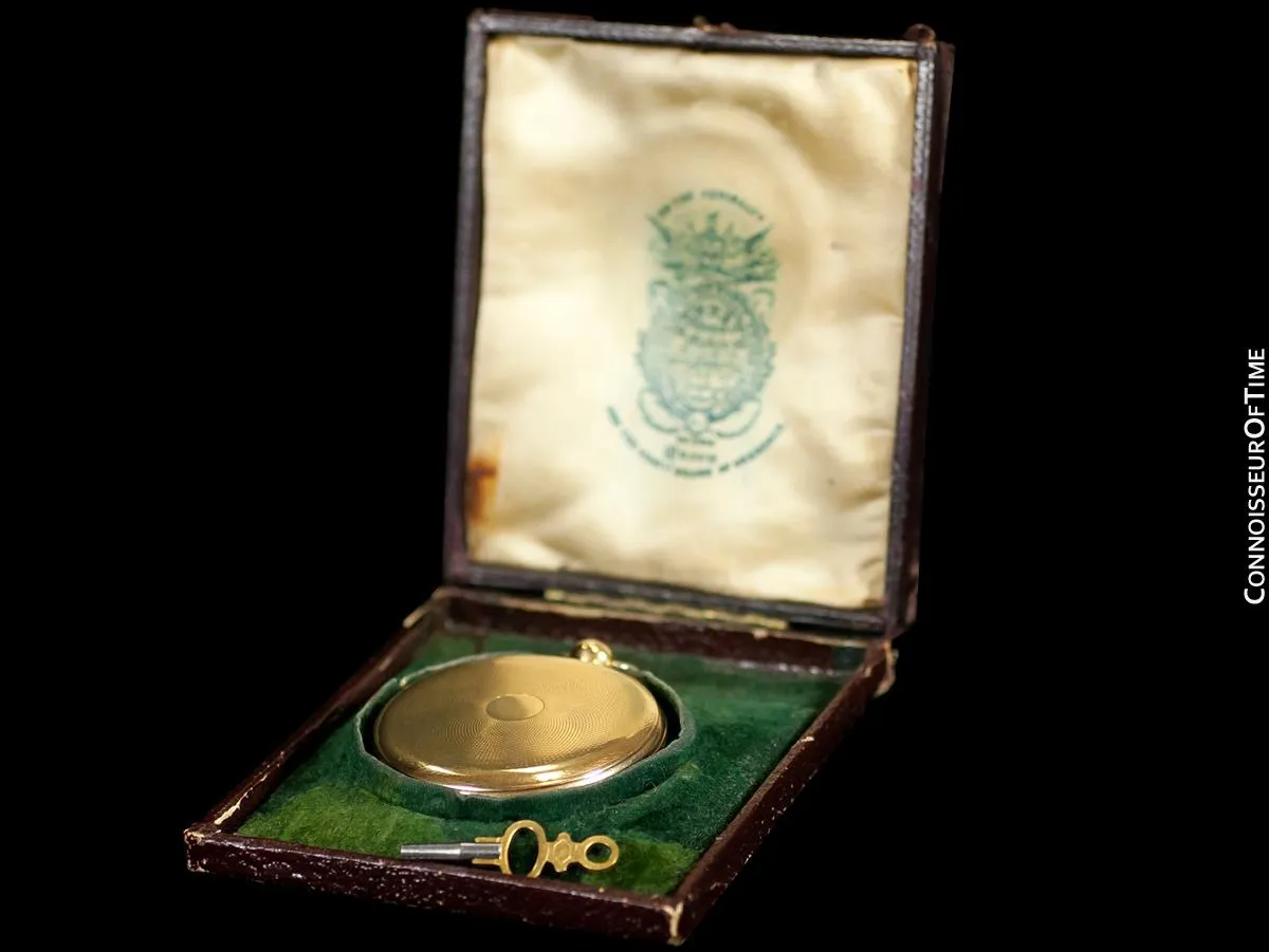 1870's Patek Philippe Antique Mens Midsize 50mm Hunter Case Pocket Watch - 18K Gold
