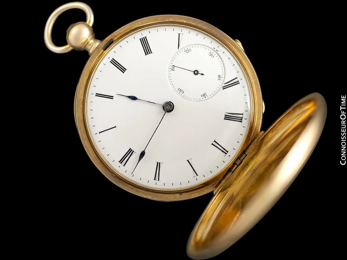 1870's Patek Philippe Antique Mens Midsize 50mm Hunter Case Pocket Watch - 18K Gold