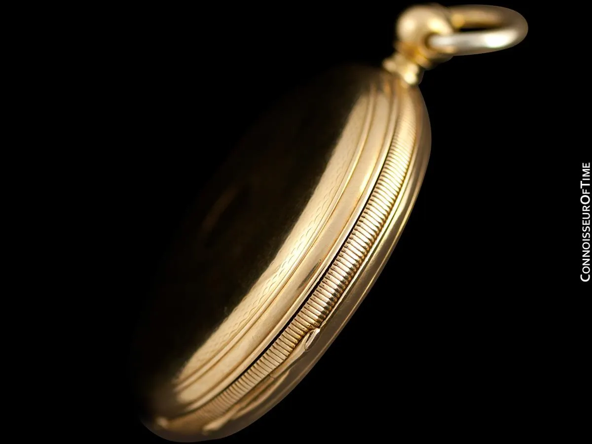 1870's Patek Philippe Antique Mens Midsize 50mm Hunter Case Pocket Watch - 18K Gold