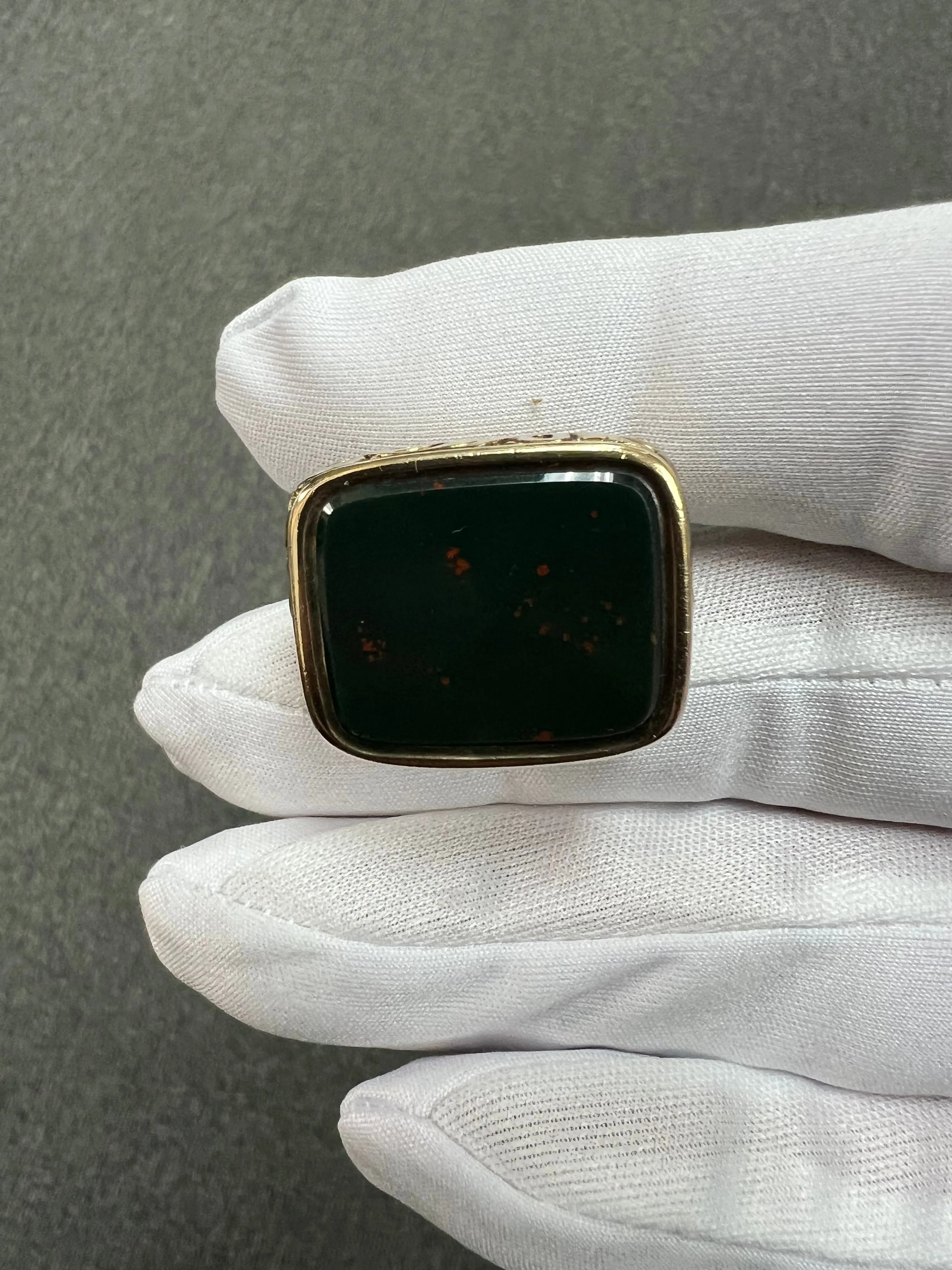 1880s Victorian Bloodstone 14k Yellow Gold Fob