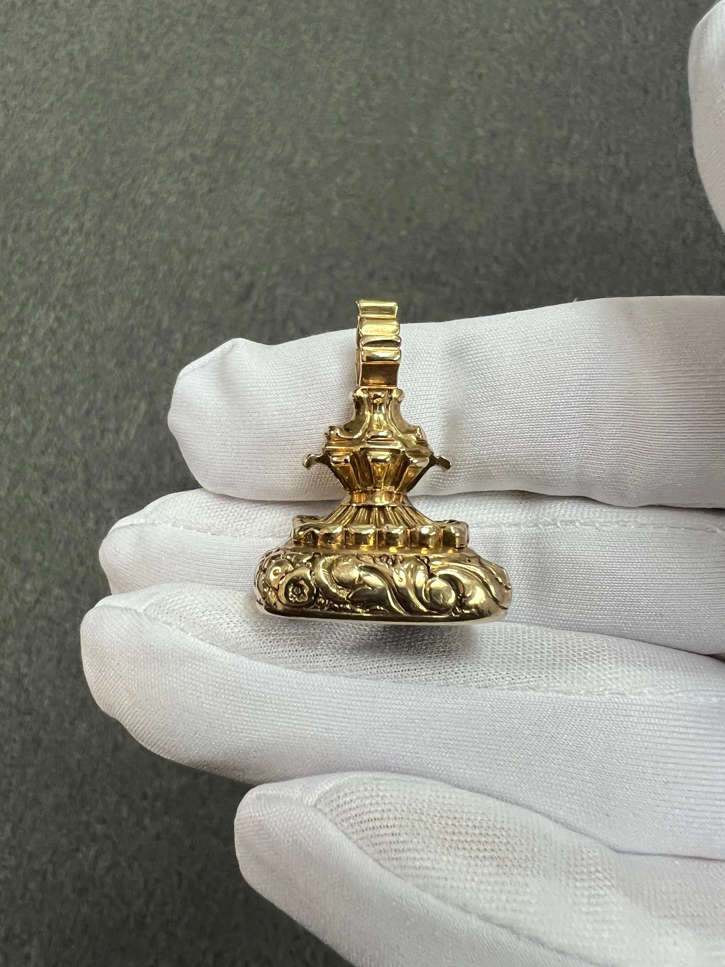 1880s Victorian Bloodstone 14k Yellow Gold Fob