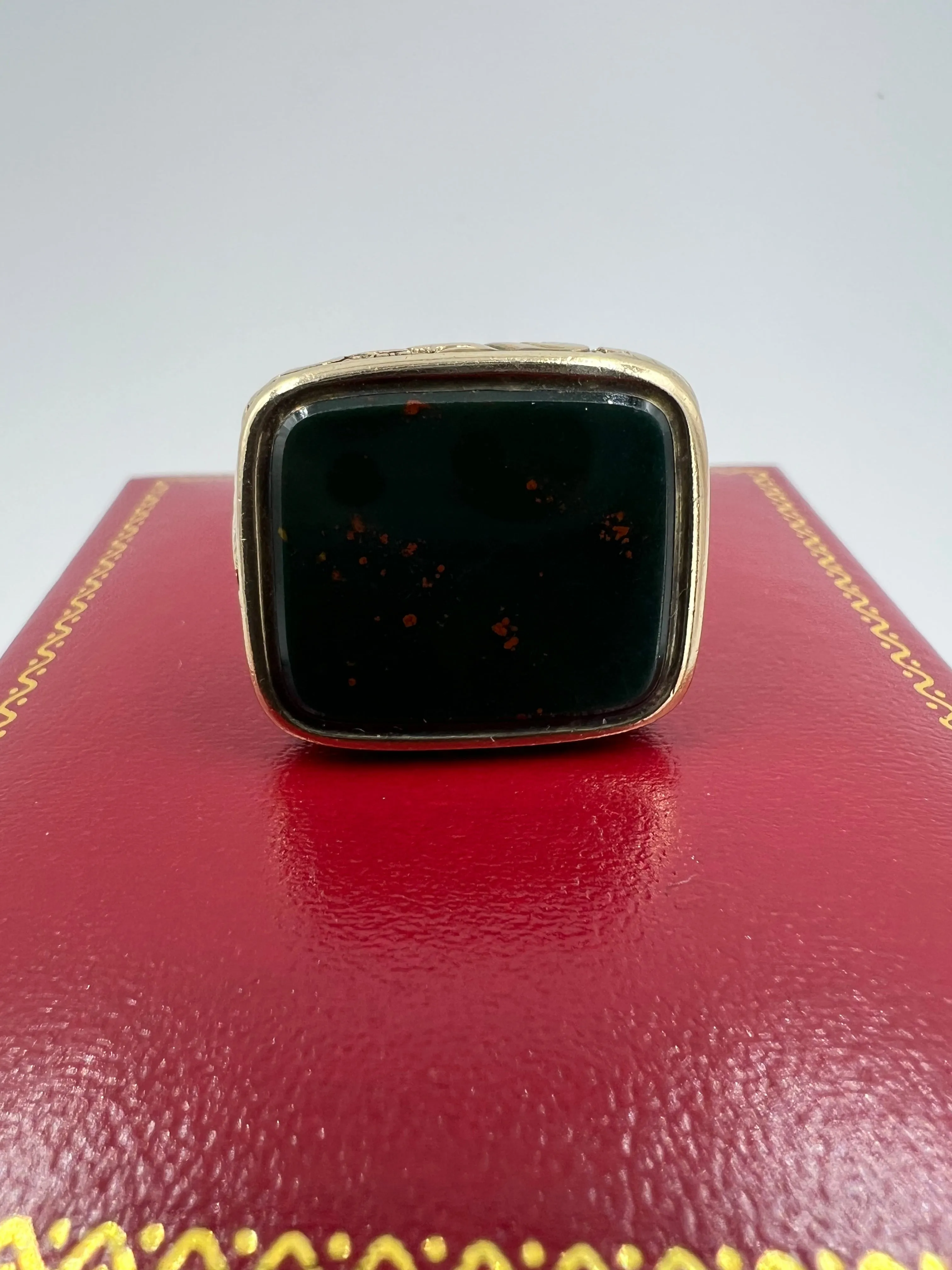 1880s Victorian Bloodstone 14k Yellow Gold Fob