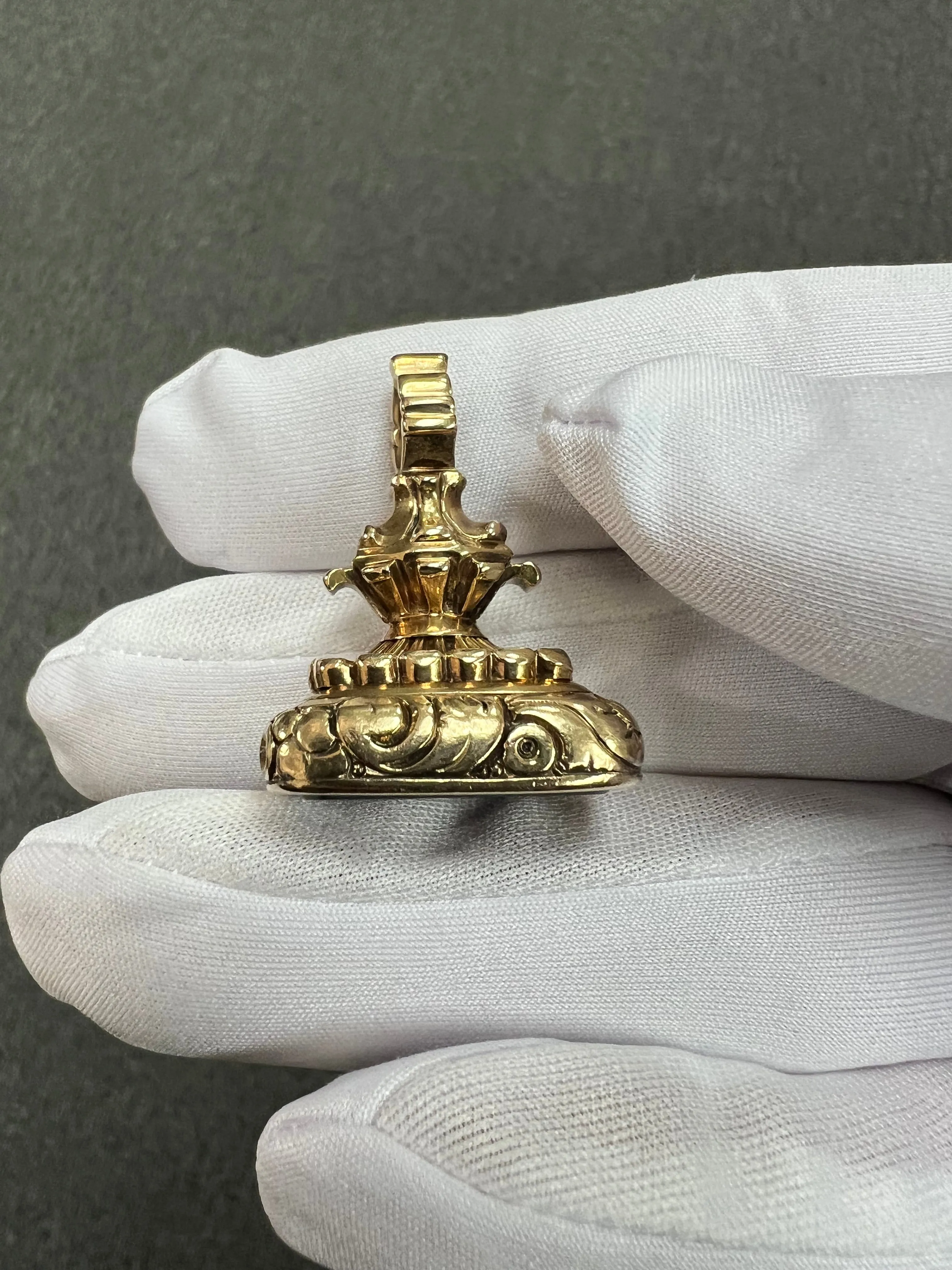 1880s Victorian Bloodstone 14k Yellow Gold Fob