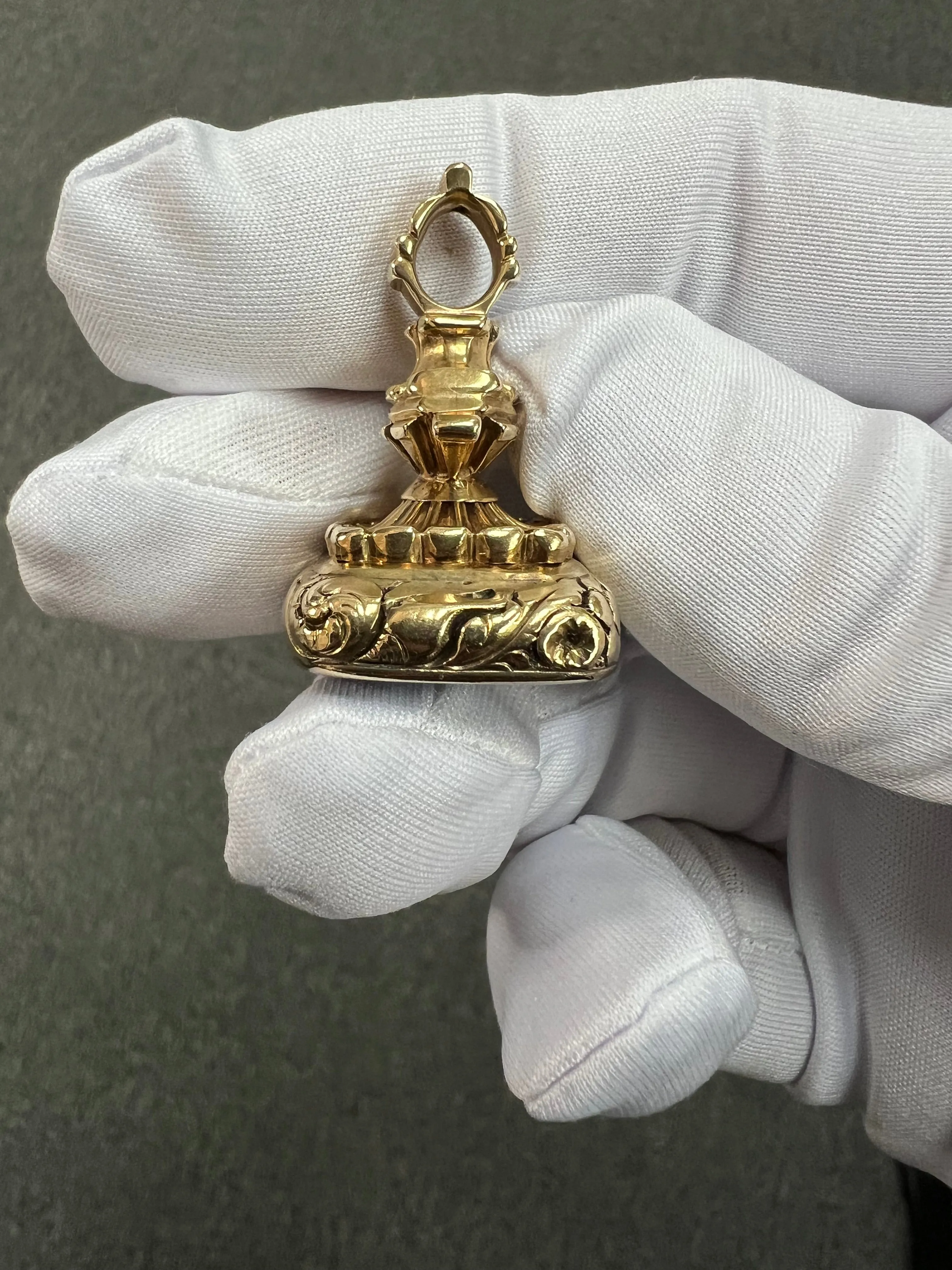 1880s Victorian Bloodstone 14k Yellow Gold Fob