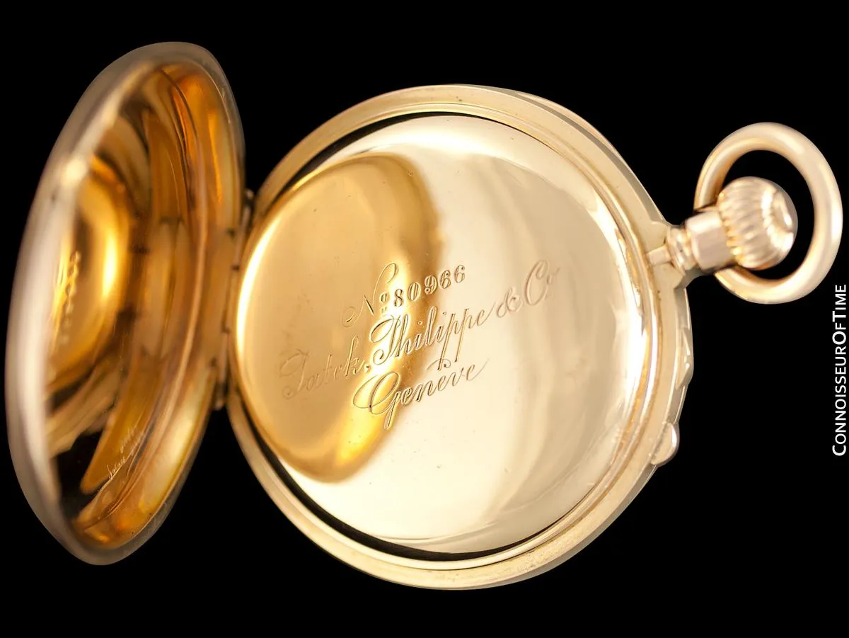 1890 Patek Philippe Split-Second Chronograph Vintage / Antique Mens 50mm Pocket Watch - 18K Gold