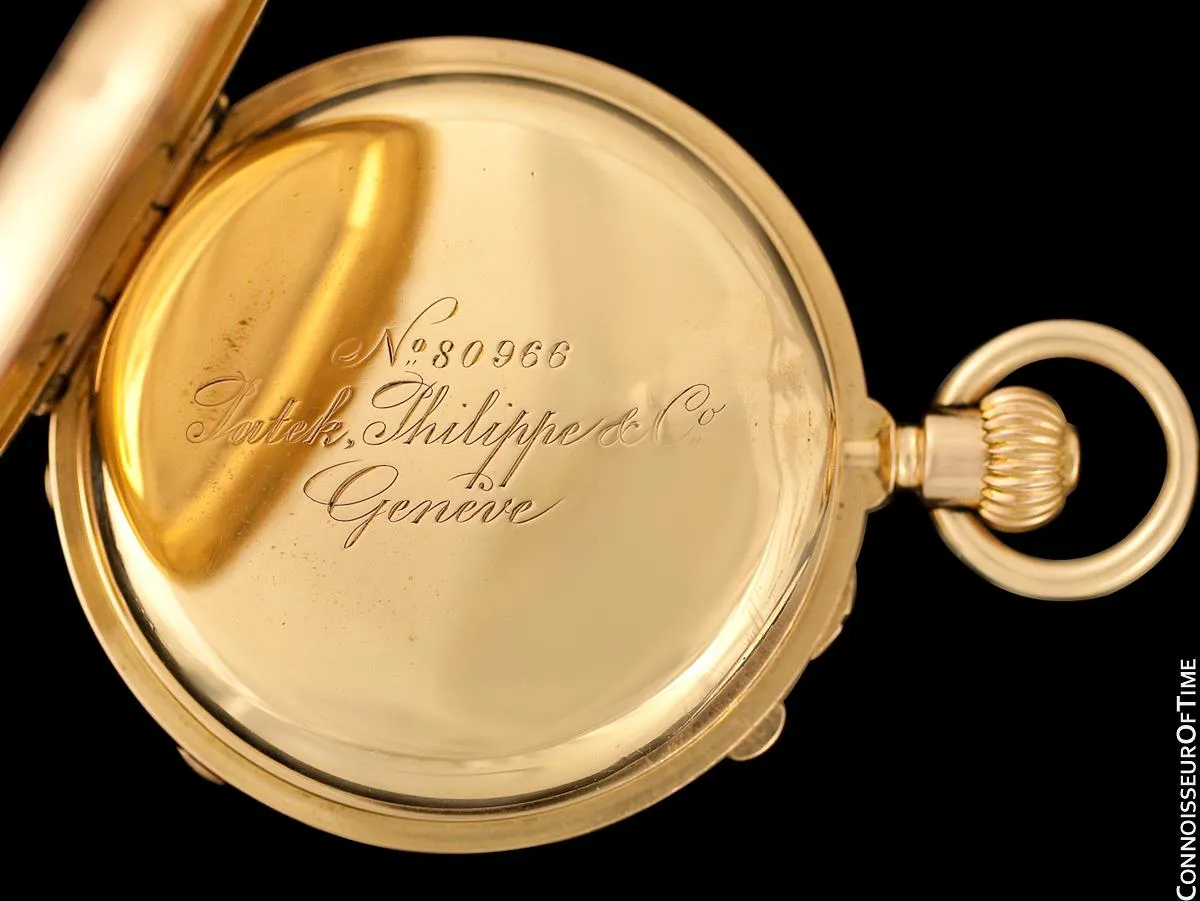 1890 Patek Philippe Split-Second Chronograph Vintage / Antique Mens 50mm Pocket Watch - 18K Gold