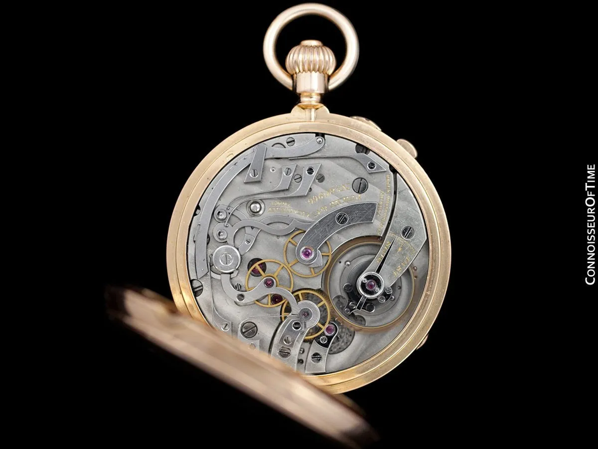 1890 Patek Philippe Split-Second Chronograph Vintage / Antique Mens 50mm Pocket Watch - 18K Gold