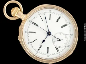 1890 Patek Philippe Split-Second Chronograph Vintage / Antique Mens 50mm Pocket Watch - 18K Gold