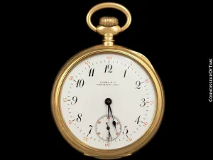 1890's Patek Philippe Antique Mens 44mm Pocket Watch - 14K Gold