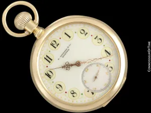 1891 E. Howard & Co. Antique 18 Size N Pocket Watch with Exceptional Fancy Dial - 14K Gold