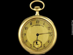 1910 Patek Philippe Antique Mens 45mm Pocket Watch - 18K Gold