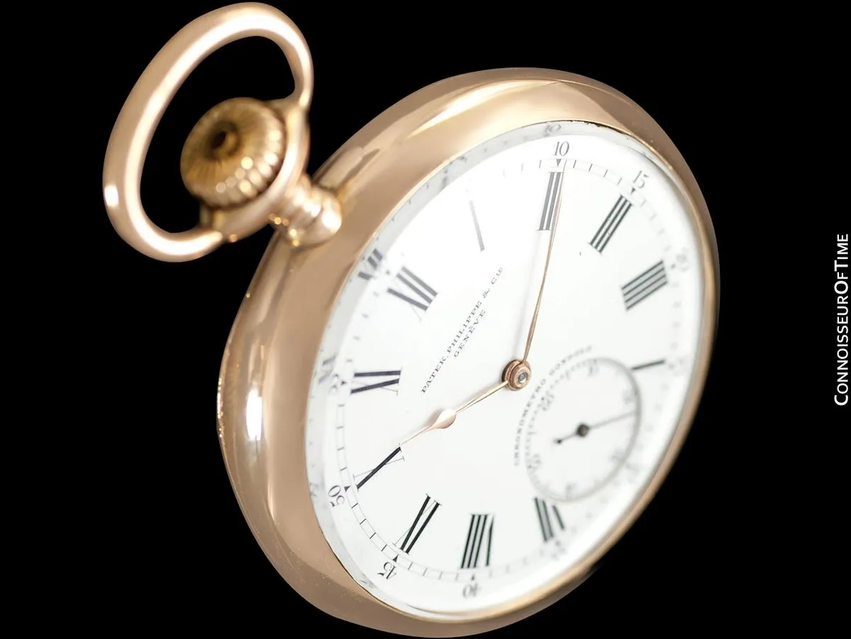 1910 Patek Philippe Chronometro Gondolo Vintage / Antique Mens 51mm Pocket Watch - 18K Rose Gold