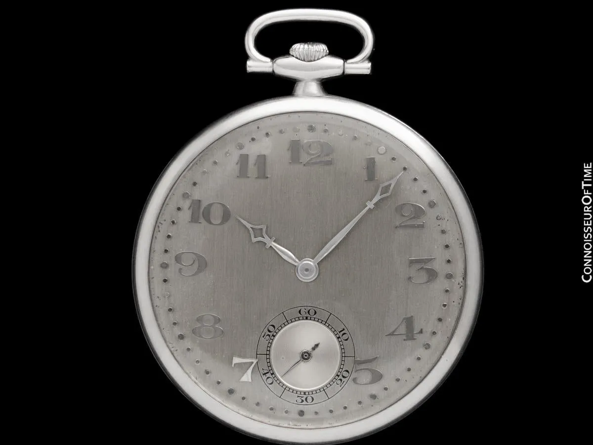1920's Audemars Piguet Like Tiffany & C0. Antique Art Deco Ultra Thin Mens Pocket Watch - Platinum