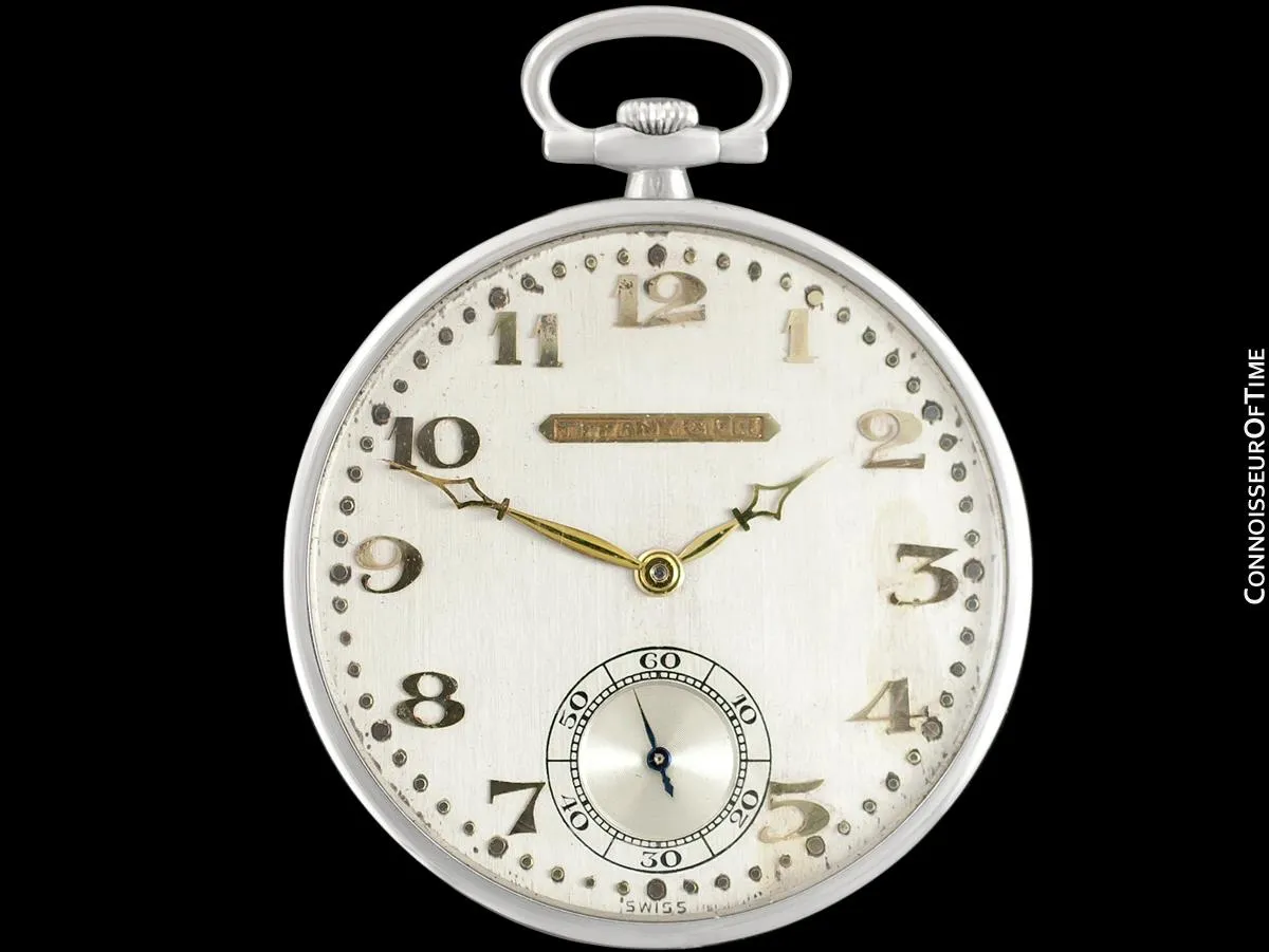 1920's Audemars Piguet Tiffany & Co. Antique Art Deco Ultra Thin Mens Pocket Watch - Platinum