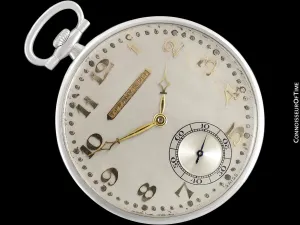 1920's Audemars Piguet Tiffany & Co. Antique Art Deco Ultra Thin Mens Pocket Watch - Platinum