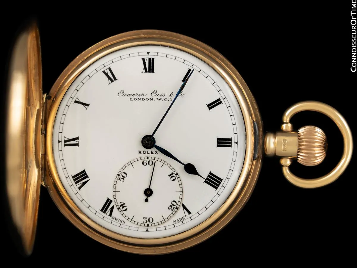 1925 Rolex Vintage Antique Mens Hunter Case Pocket Watch, 49mm - 9K Solid Gold