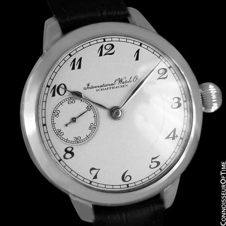 1930's IWC Vintage Mens Antique Pocket Watch Custom Extra Large 48mm Wristwatch - Stainless Steel
