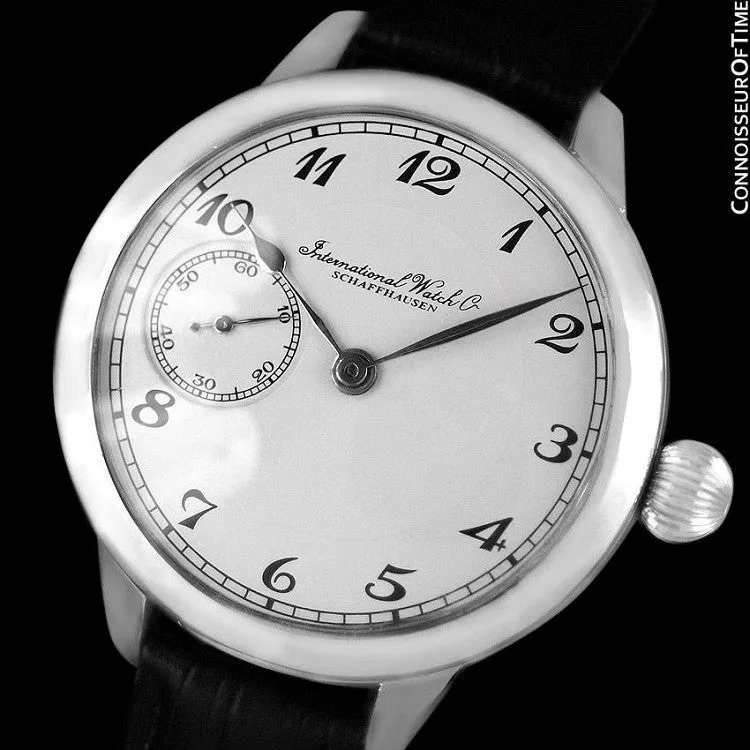 1930's IWC Vintage Mens Antique Pocket Watch Custom Extra Large 48mm Wristwatch - Stainless Steel