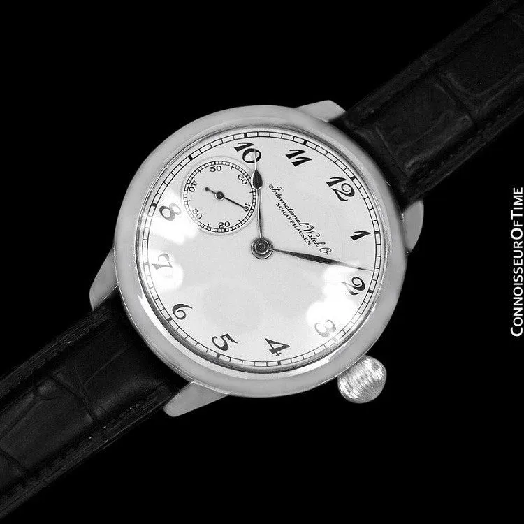 1930's IWC Vintage Mens Antique Pocket Watch Custom Extra Large 48mm Wristwatch - Stainless Steel