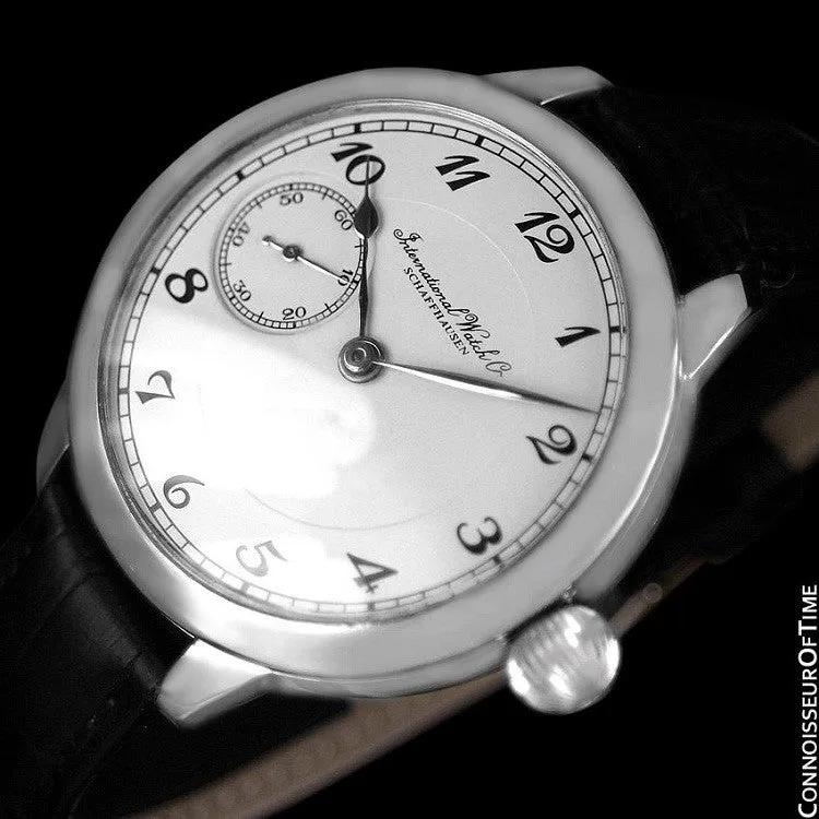 1930's IWC Vintage Mens Antique Pocket Watch Custom Extra Large 48mm Wristwatch - Stainless Steel