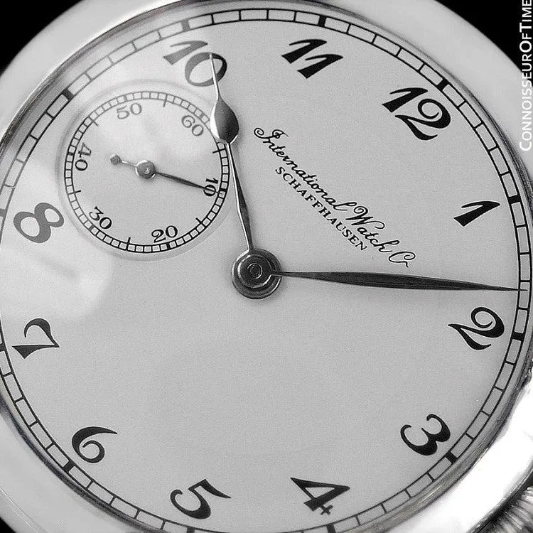 1930's IWC Vintage Mens Antique Pocket Watch Custom Extra Large 48mm Wristwatch - Stainless Steel