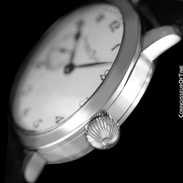 1930's IWC Vintage Mens Antique Pocket Watch Custom Extra Large 48mm Wristwatch - Stainless Steel