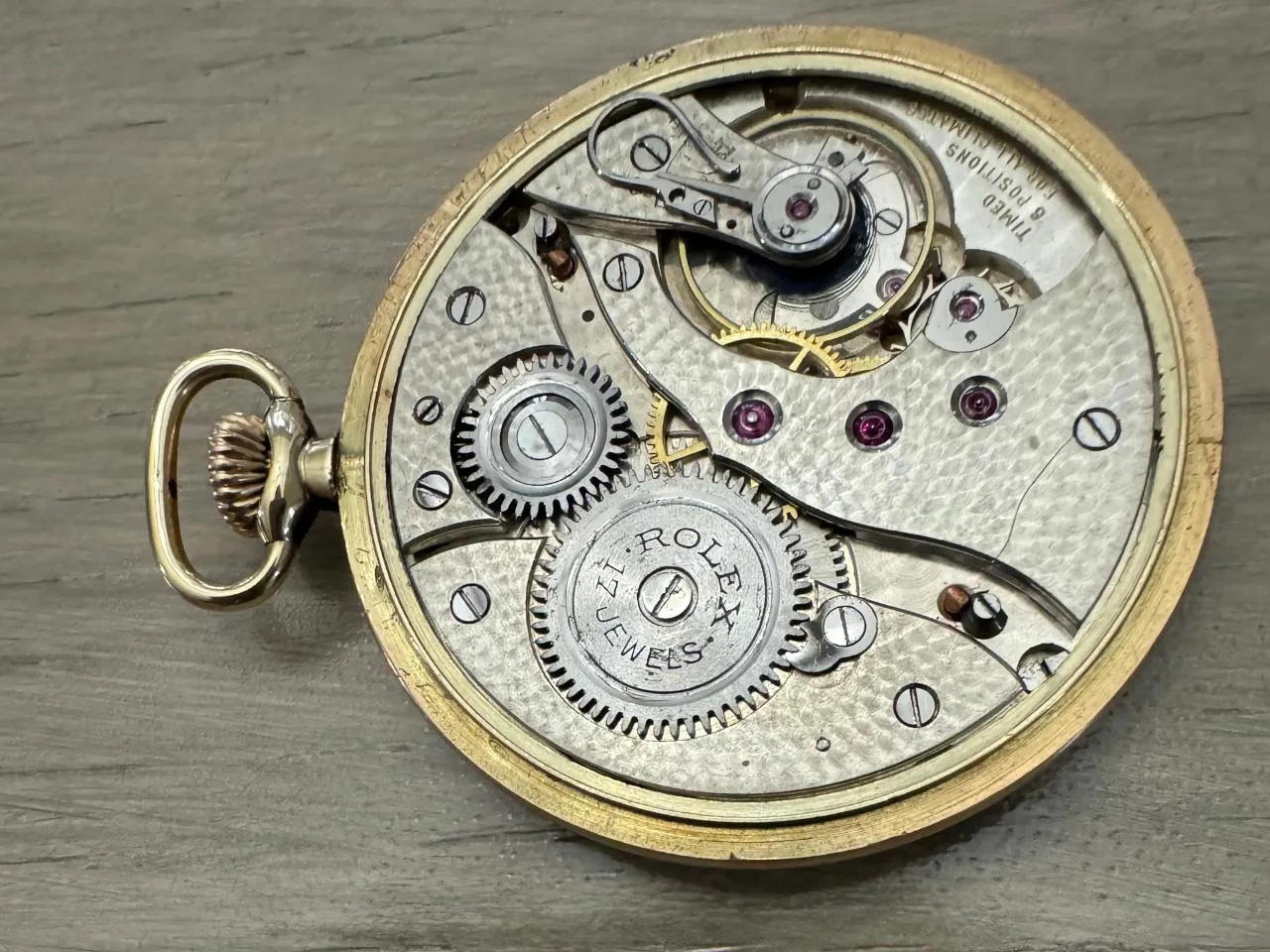 1930's Rolex Vintage Antique Mens Ultra Thin 9K Gold Pocket Watch - Rare Sector Dial
