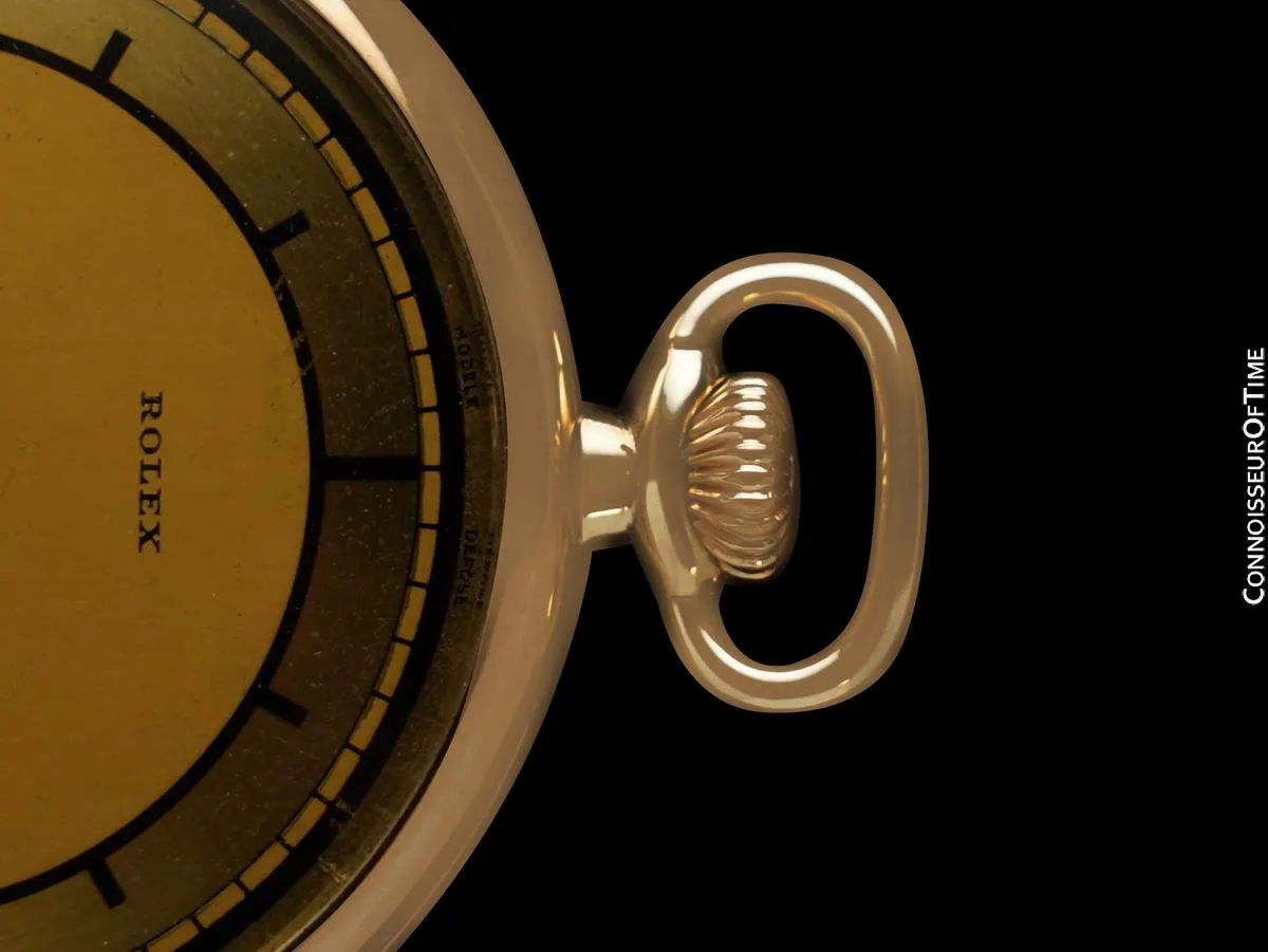 1930's Rolex Vintage Antique Mens Ultra Thin 9K Gold Pocket Watch - Rare Sector Dial