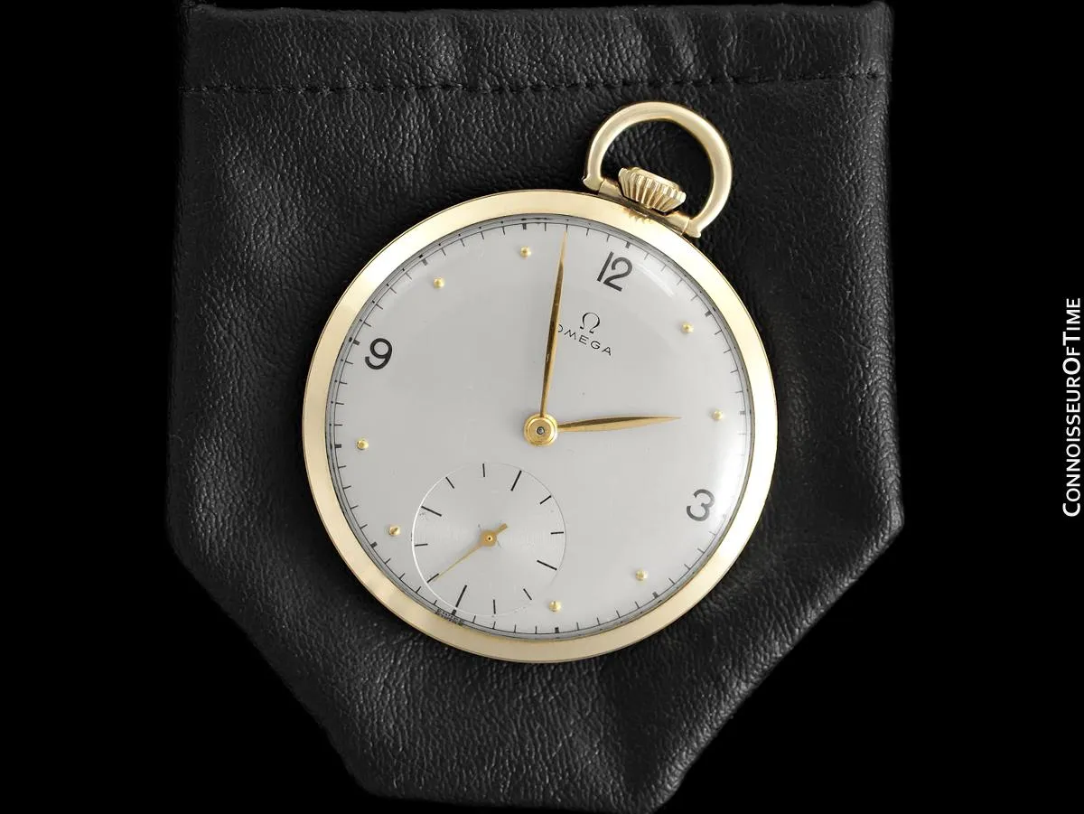 1944 Omega Vintage Antique Mens World War II Pocket Watch - 14K Gold
