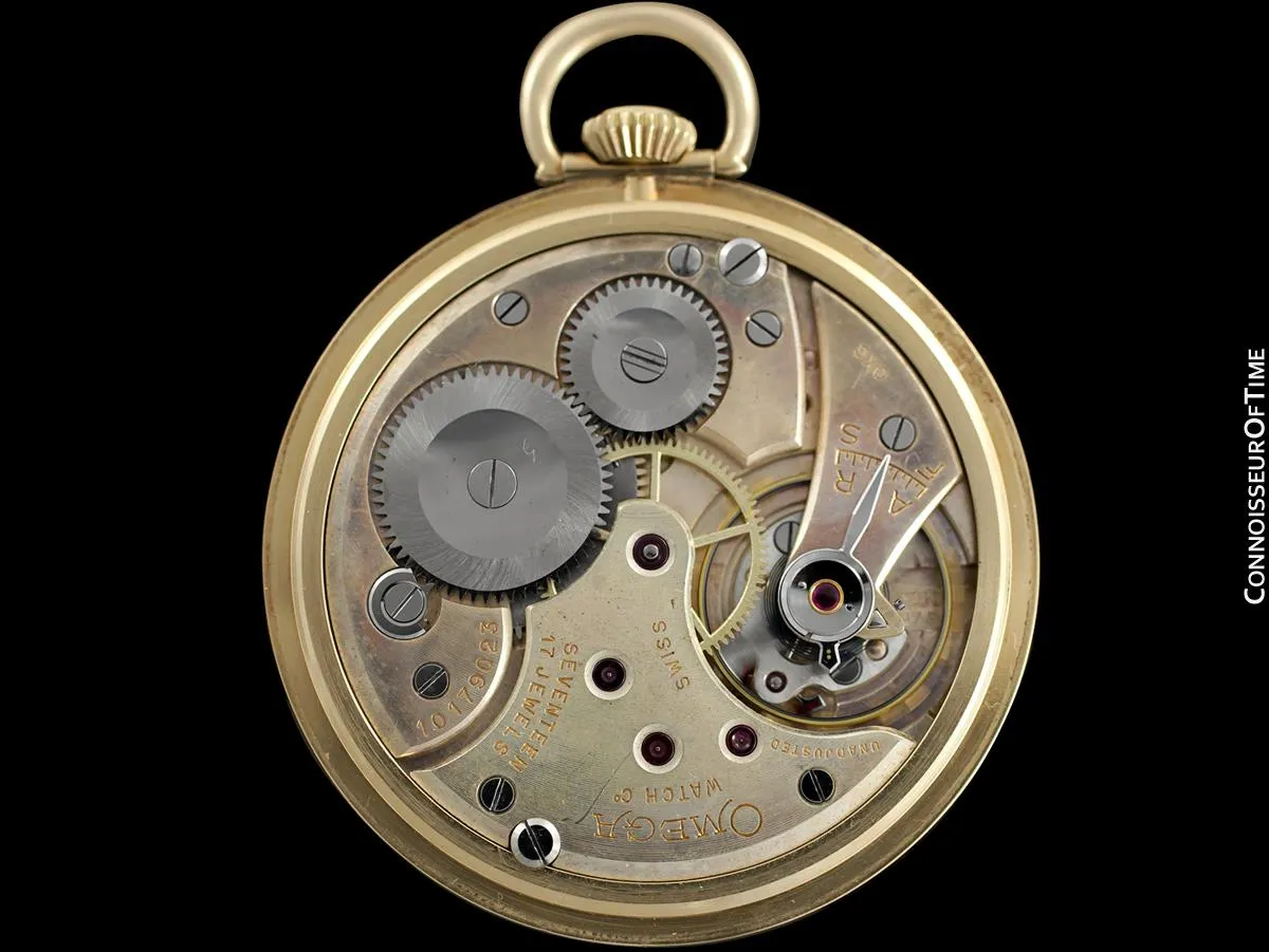 1944 Omega Vintage Antique Mens World War II Pocket Watch - 14K Gold
