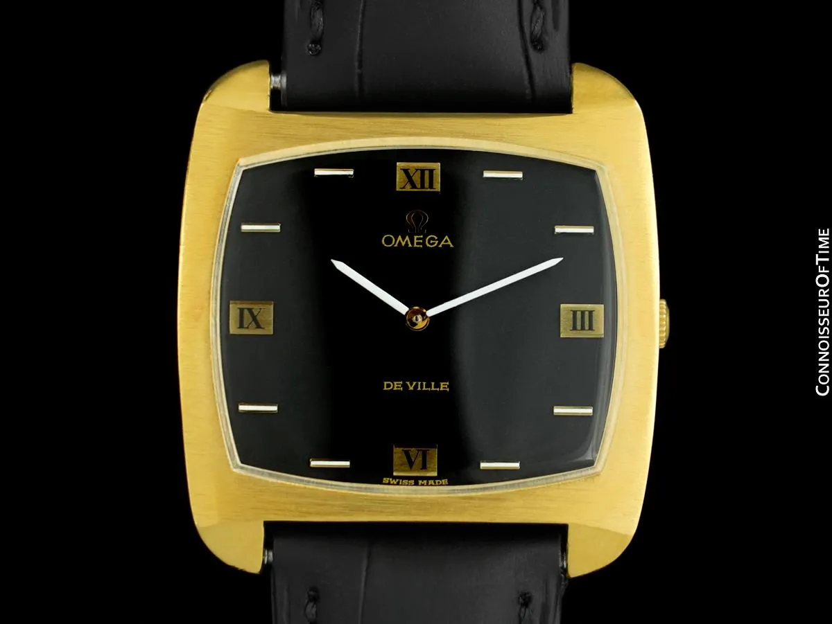 1969 Omega De Ville Mens Retro Dress Handwound TV Watch - 18K Gold Plated & Stainless Steel