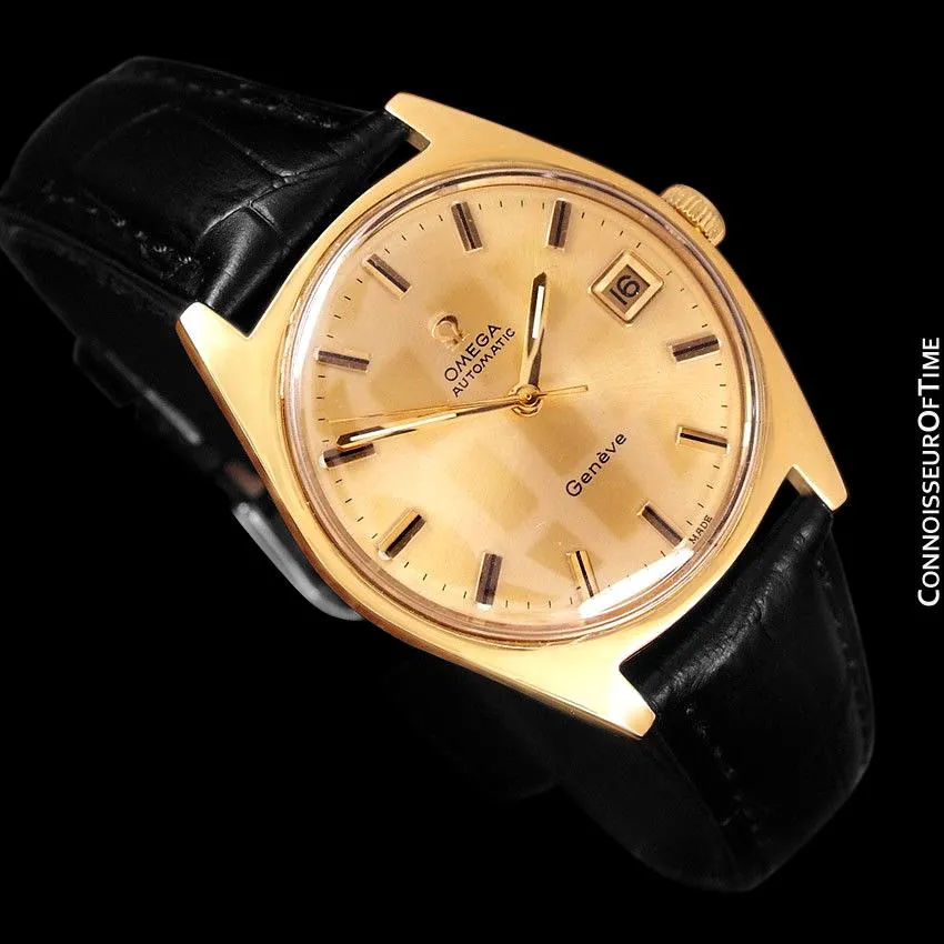 1970 Omega Geneve Vintage Mens Cal. 565 Automatic Watch with Quick-Setting Date - 18K Gold Plated & Stainless Steel