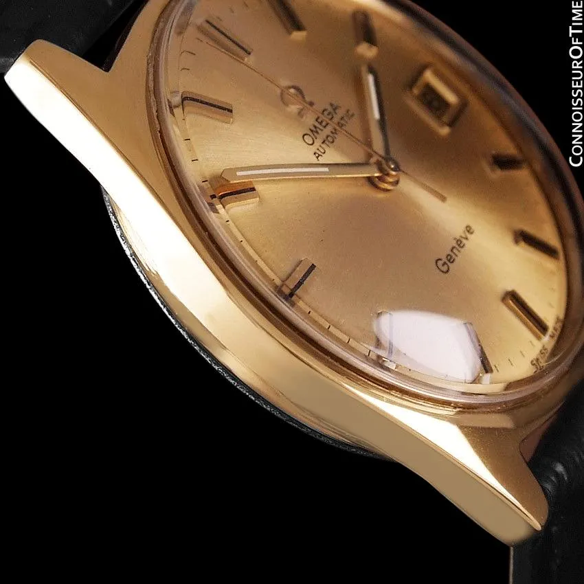 1970 Omega Geneve Vintage Mens Cal. 565 Automatic Watch with Quick-Setting Date - 18K Gold Plated & Stainless Steel