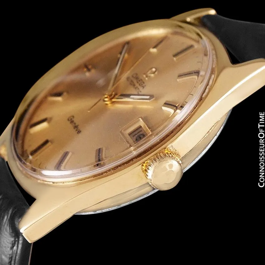 1970 Omega Geneve Vintage Mens Cal. 565 Automatic Watch with Quick-Setting Date - 18K Gold Plated & Stainless Steel