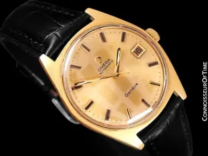 1970 Omega Geneve Vintage Mens Cal. 565 Automatic Watch with Quick-Setting Date - 18K Gold Plated & Stainless Steel