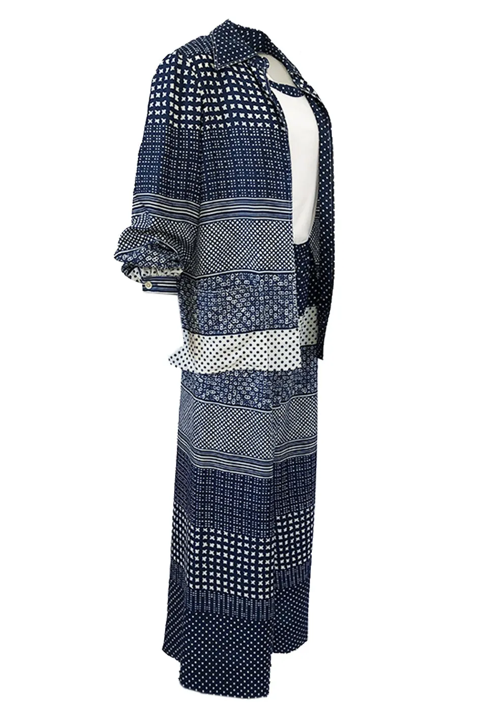 1970s Albert Capraro Three Piece Graphic Jersey Pant, Top & Jacket Set