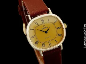 1970's Omega De Ville Vintage Mens Midsize Retro Ultra Thin Watch - 18K Gold Plated & Stainless Steel