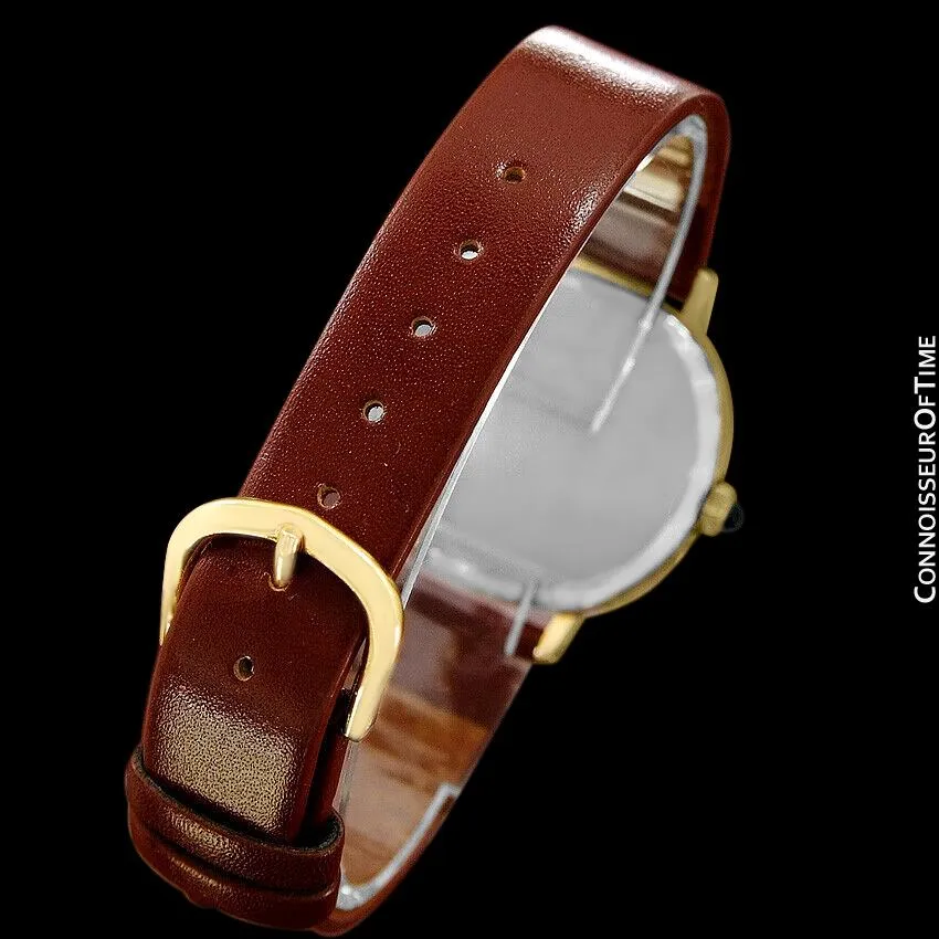 1970's Omega De Ville Vintage Mens Midsize Retro Ultra Thin Watch - 18K Gold Plated & Stainless Steel