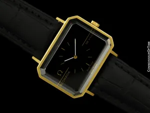 1971 Omega De Ville Mens Midsize "Emerald" Modern Watch By Andrew Grima - 18K Gold Plated & Stainless Steel