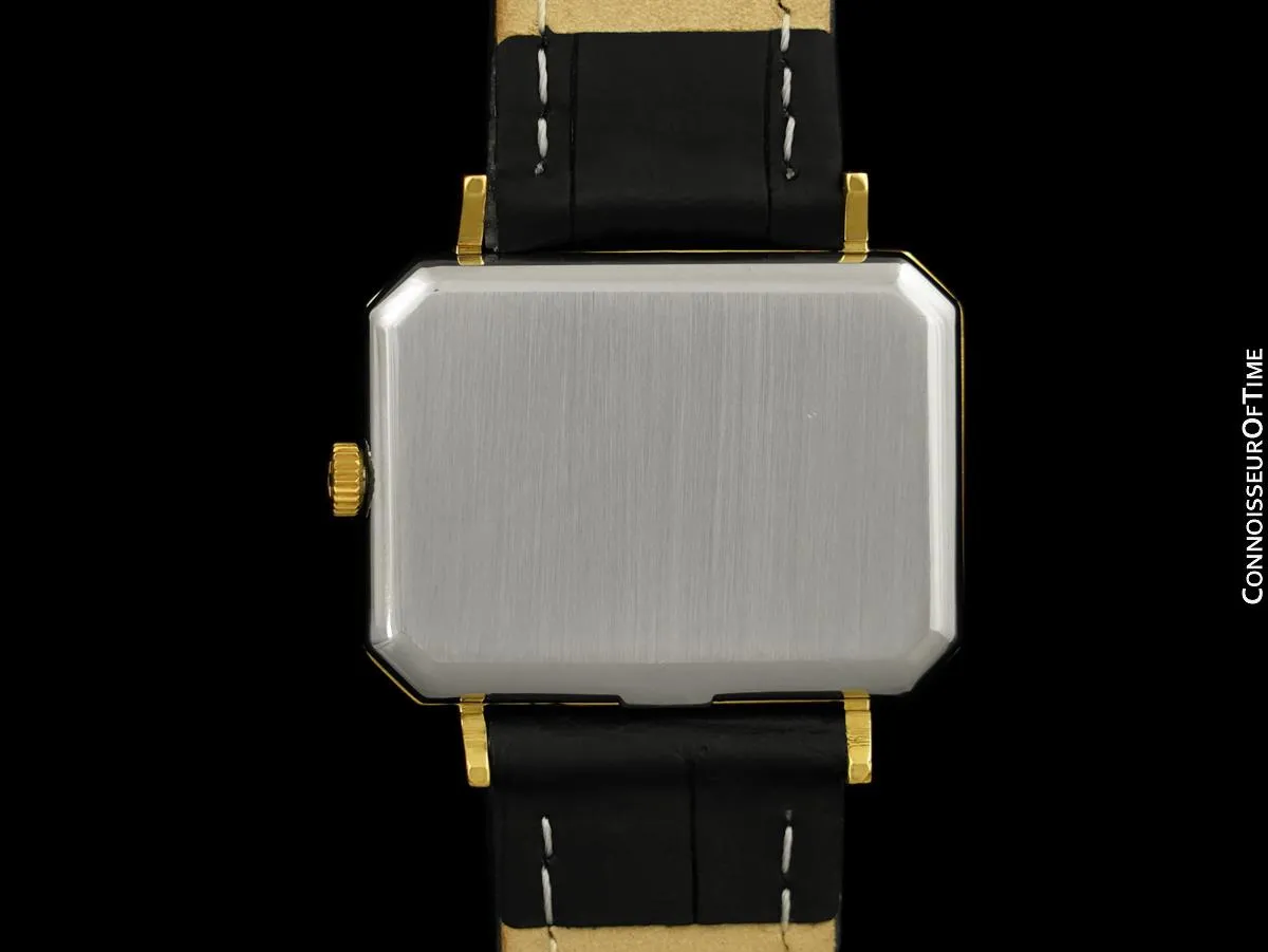 1971 Omega De Ville Mens Midsize "Emerald" Modern Watch By Andrew Grima - 18K Gold Plated & Stainless Steel