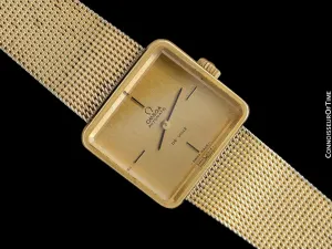 1973 Omega De Ville Mens Ladies Unisex "Emerald" Modern Watch By Andrew Grima - 18K Gold Plated and Stainless Steel
