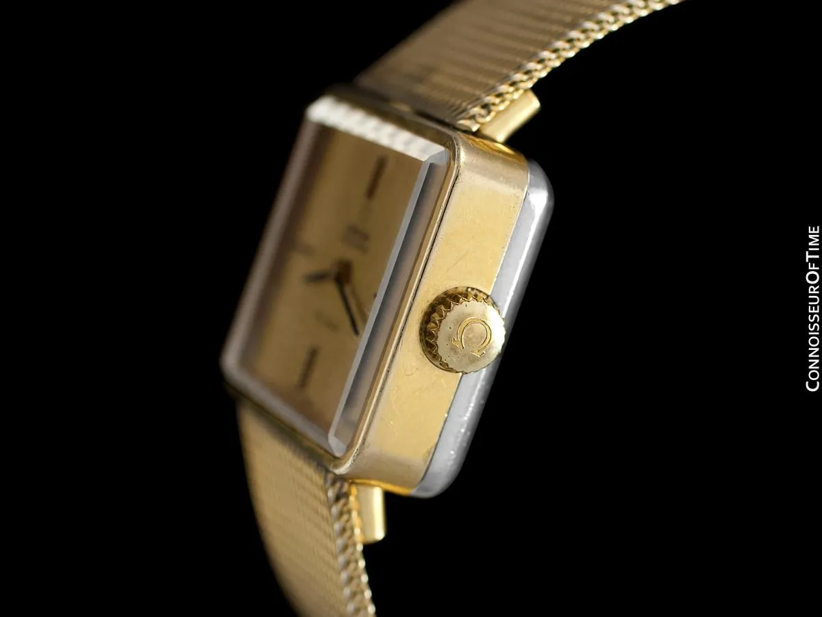 1973 Omega De Ville Mens Ladies Unisex "Emerald" Modern Watch By Andrew Grima - 18K Gold Plated and Stainless Steel