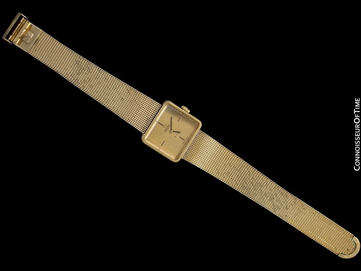 1973 Omega De Ville Mens Ladies Unisex "Emerald" Modern Watch By Andrew Grima - 18K Gold Plated and Stainless Steel
