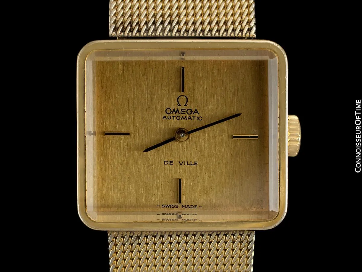 1973 Omega De Ville Mens Ladies Unisex "Emerald" Modern Watch By Andrew Grima - 18K Gold Plated and Stainless Steel