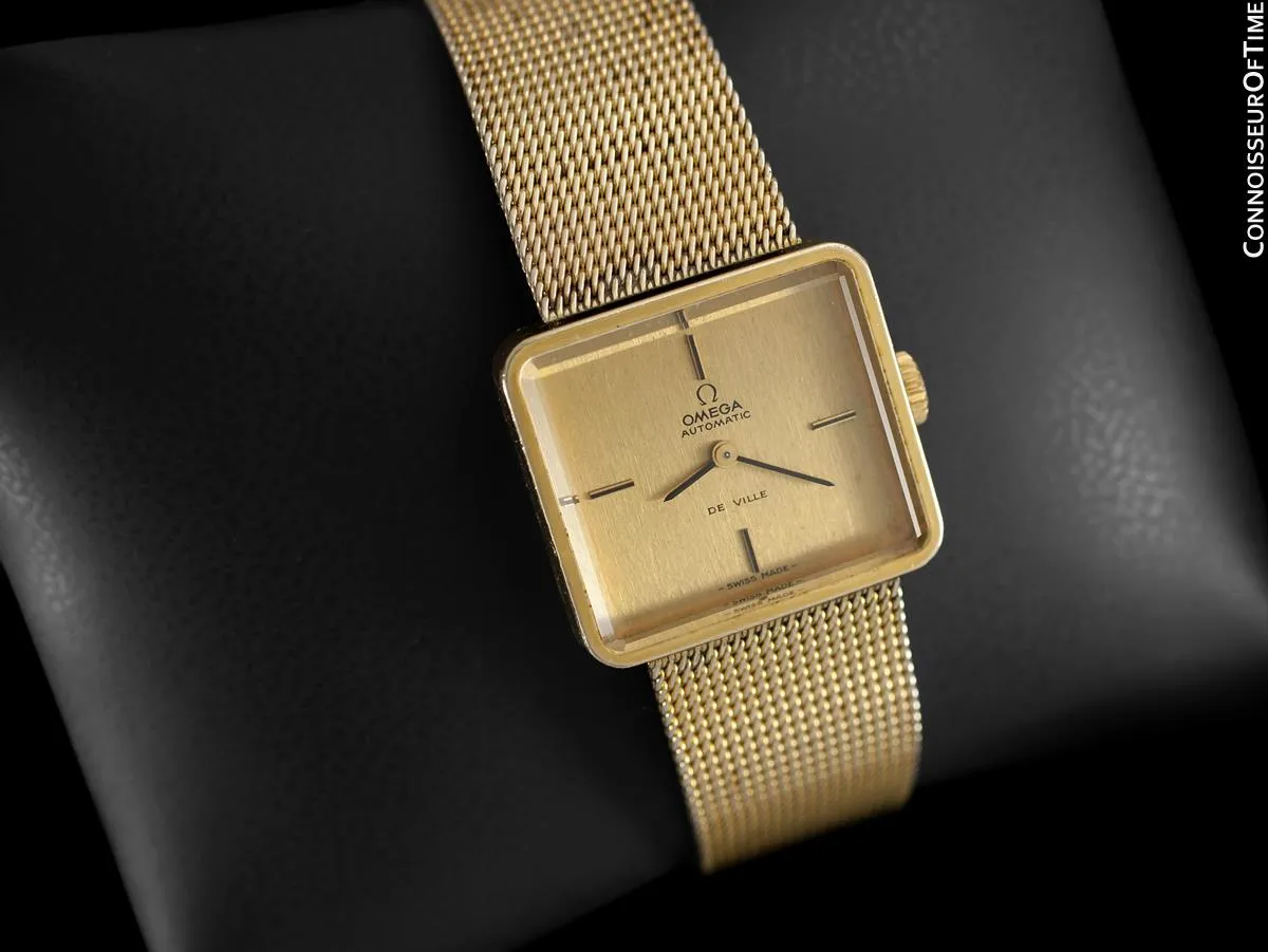 1973 Omega De Ville Mens Ladies Unisex "Emerald" Modern Watch By Andrew Grima - 18K Gold Plated and Stainless Steel