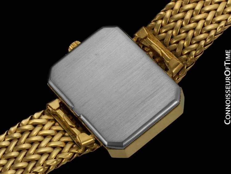 1973 Omega De Ville Mens Midsize "Emerald" Modern Watch By Andrew Grima - 18K Gold Plated & Stainless Steel